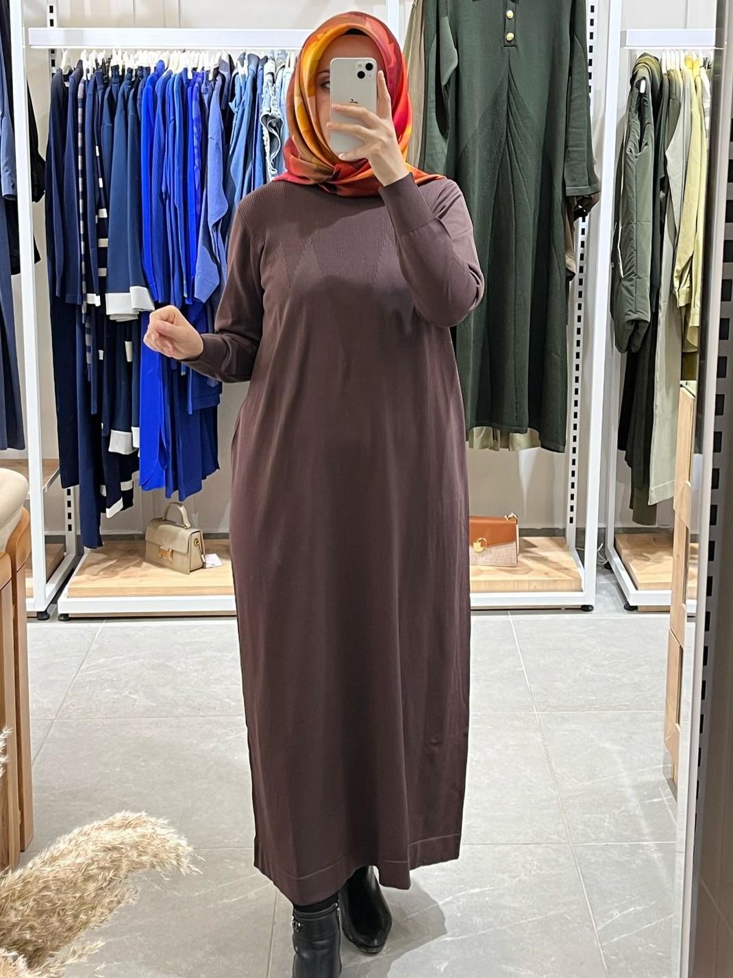 Nuss 1420 Triko Elbise Kahve