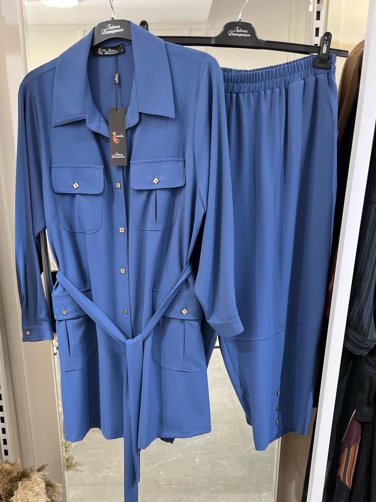 Fatma Danışman Pantolonlu Takım İndigo 5221