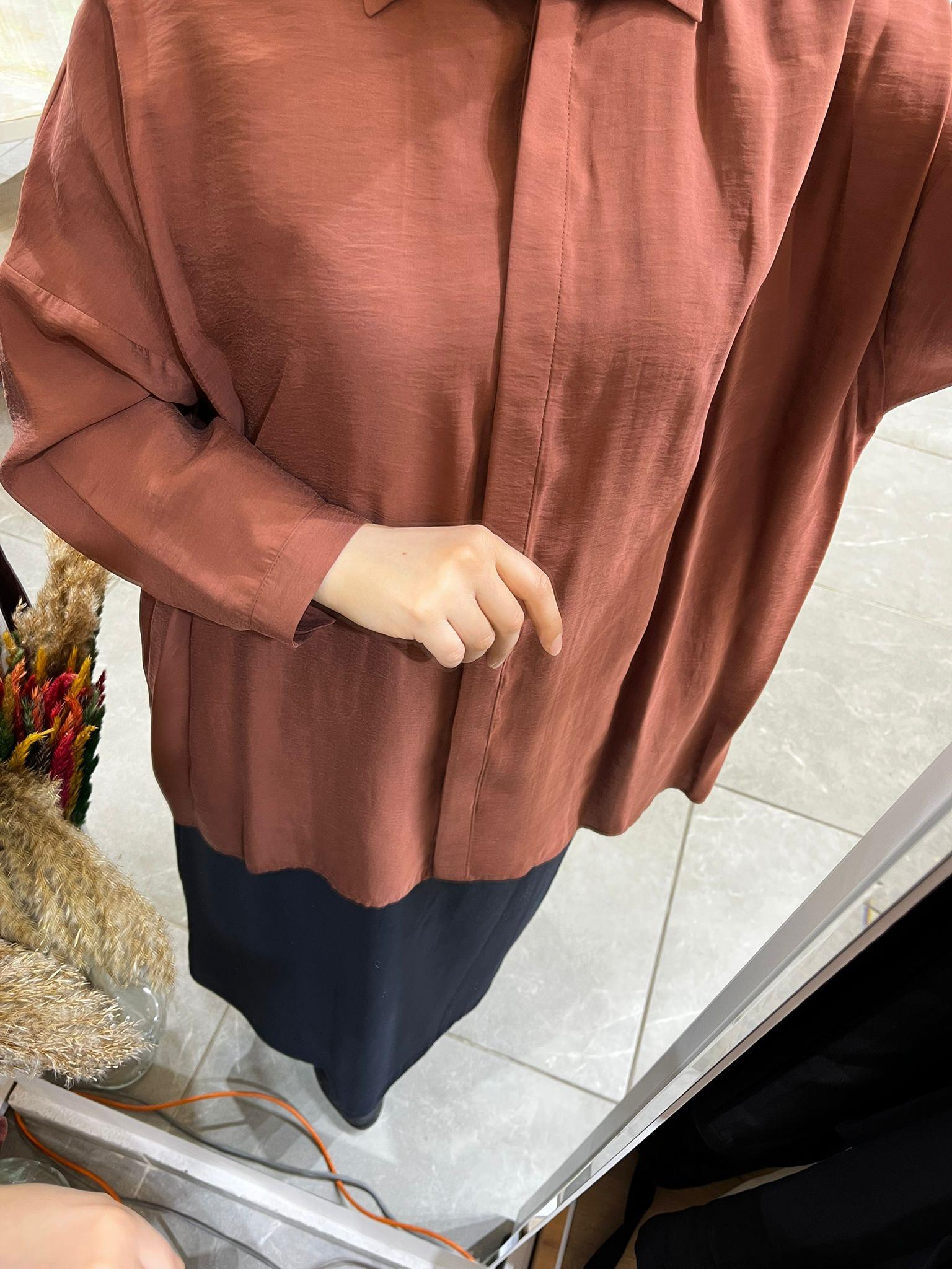 Nuss 3001 Oversize Düğmeli Gömlek Krokan