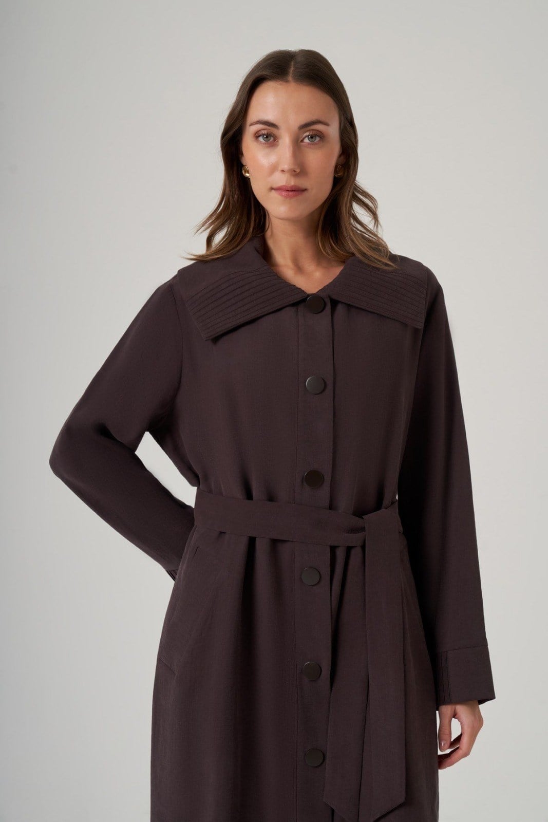 Nuss 26Y6032 Dikiş Detaylı Düğmeli Kap Bitter