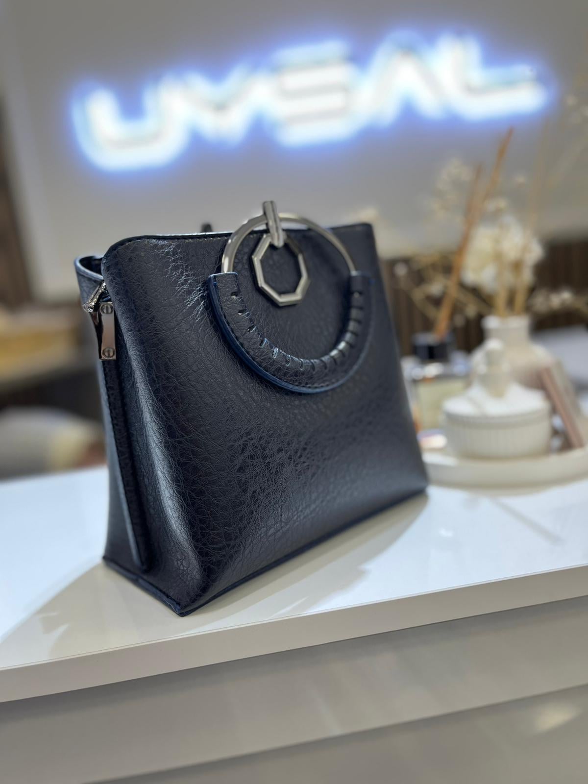 Nas Kadın Çapraz Çanta Şık Zincirli Şık Çanta Lacivert Victoria 973