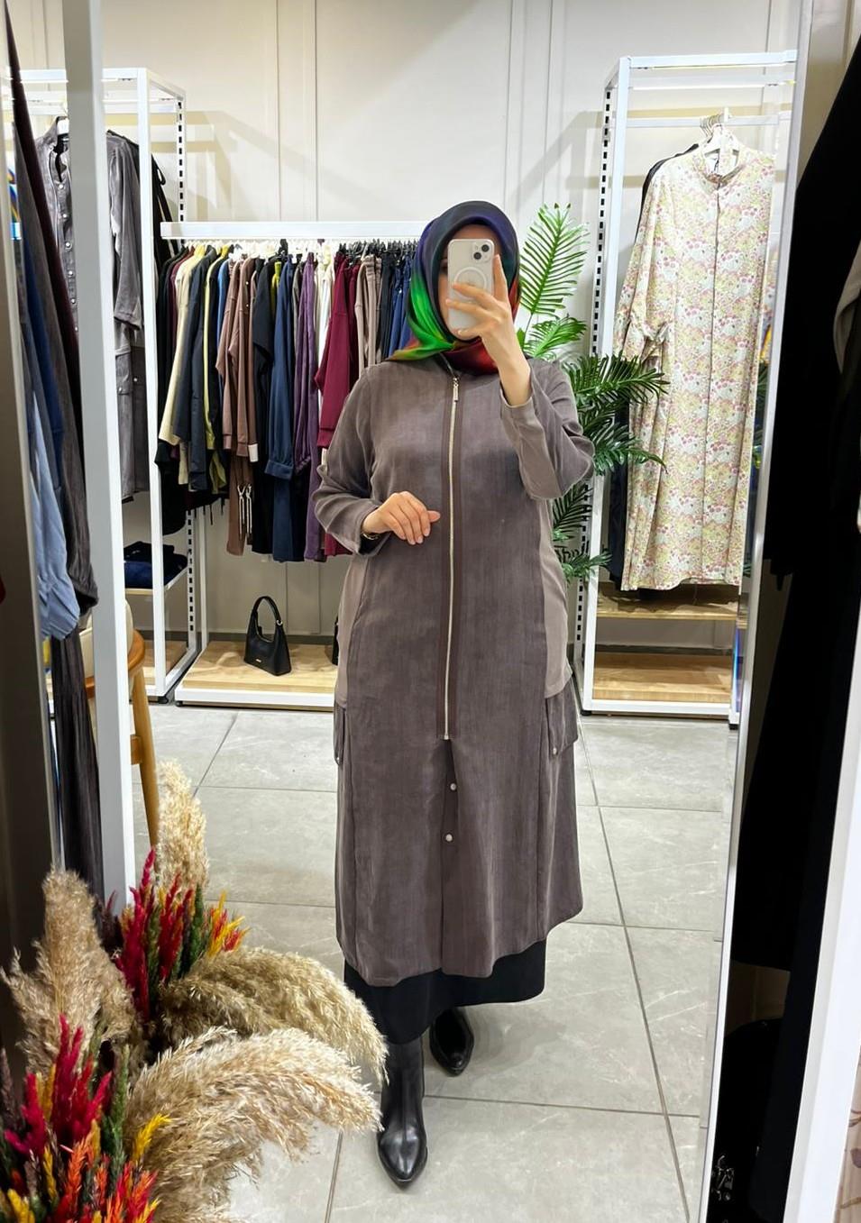 LissMore 5956 Sahte Cep Çıtçıt Detaylı Kap Browni