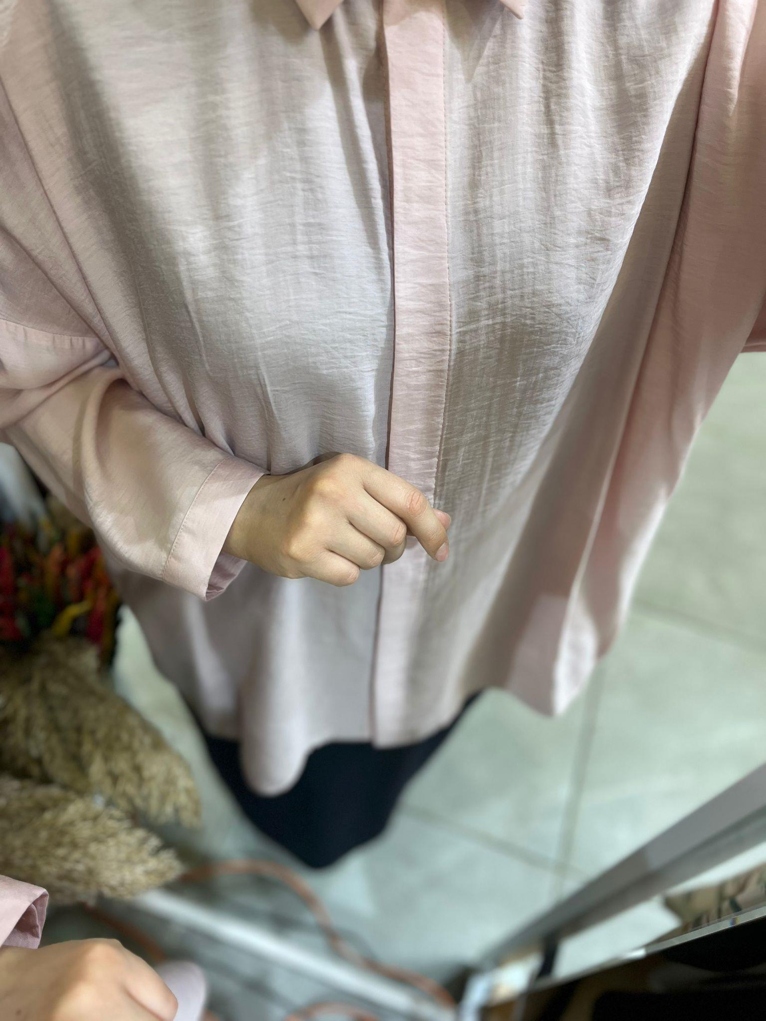 Nuss 3001 Oversize Düğmeli Gömlek Pudra
