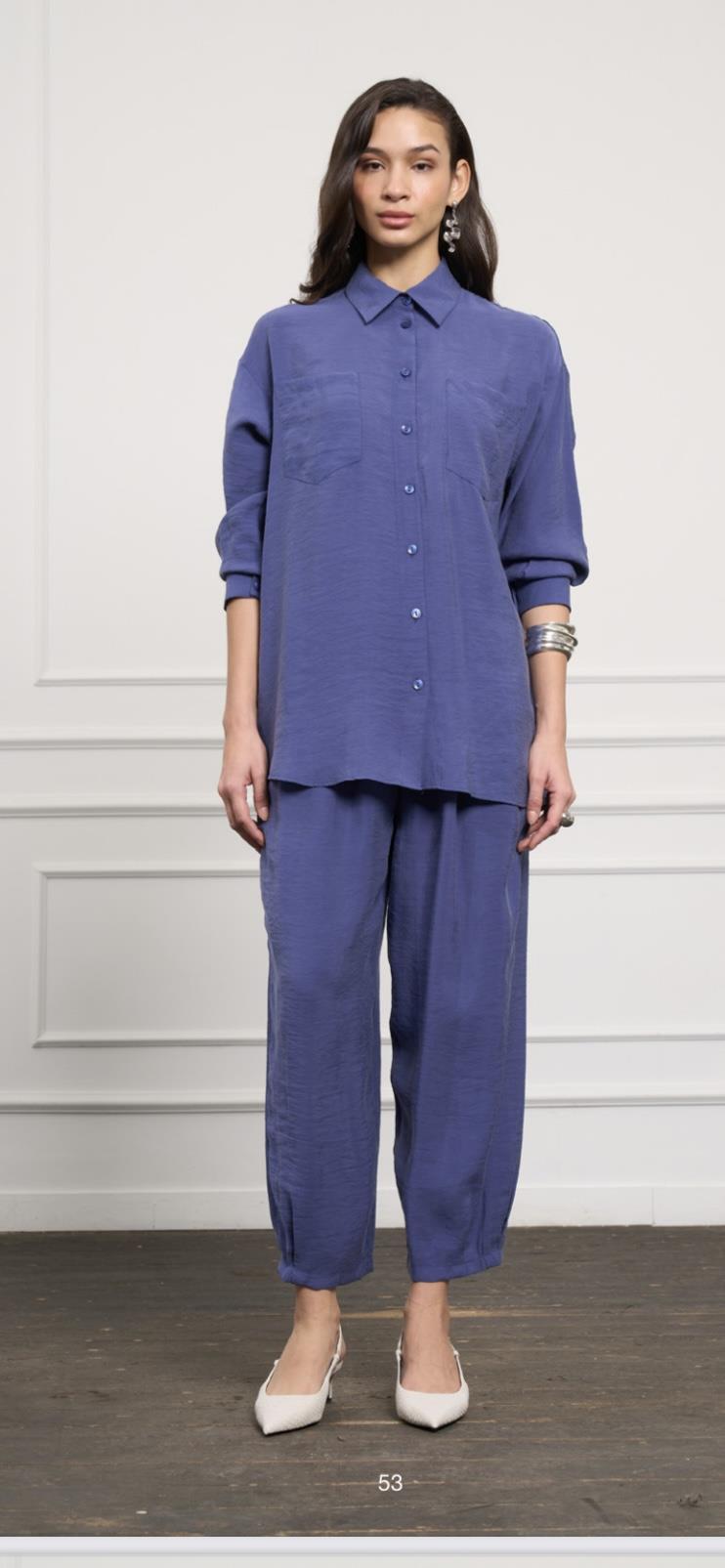 Nuss Cep Detaylı Pantolonlu Takım İndigo 1046