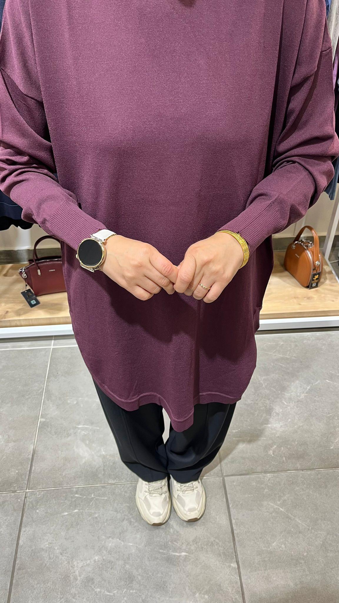 Nuss Oval Kesim Tunik 1200 Bordo