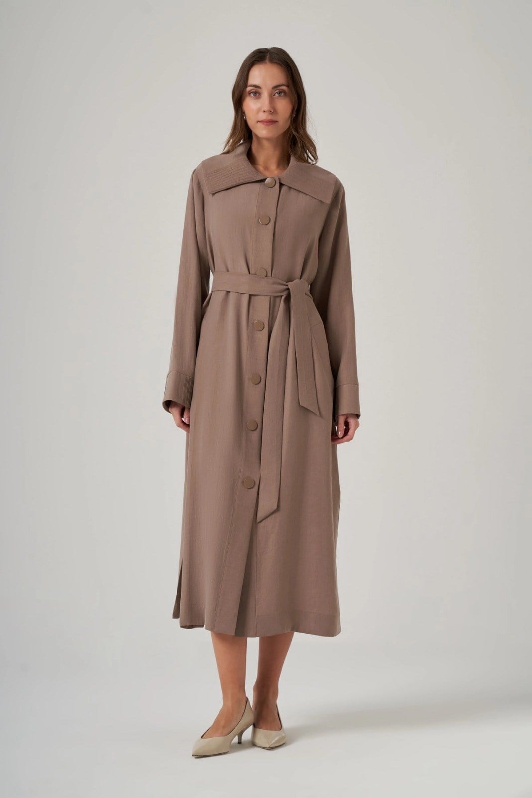 Nuss 26Y6032 Dikiş Detaylı Düğmeli Kap Bej