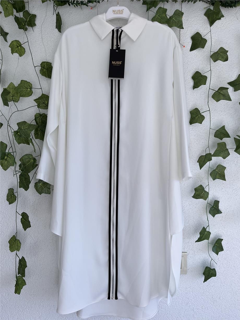 Nuss Tül Ve Fermuar Detaylı Kap Ceket 6004 Ekru