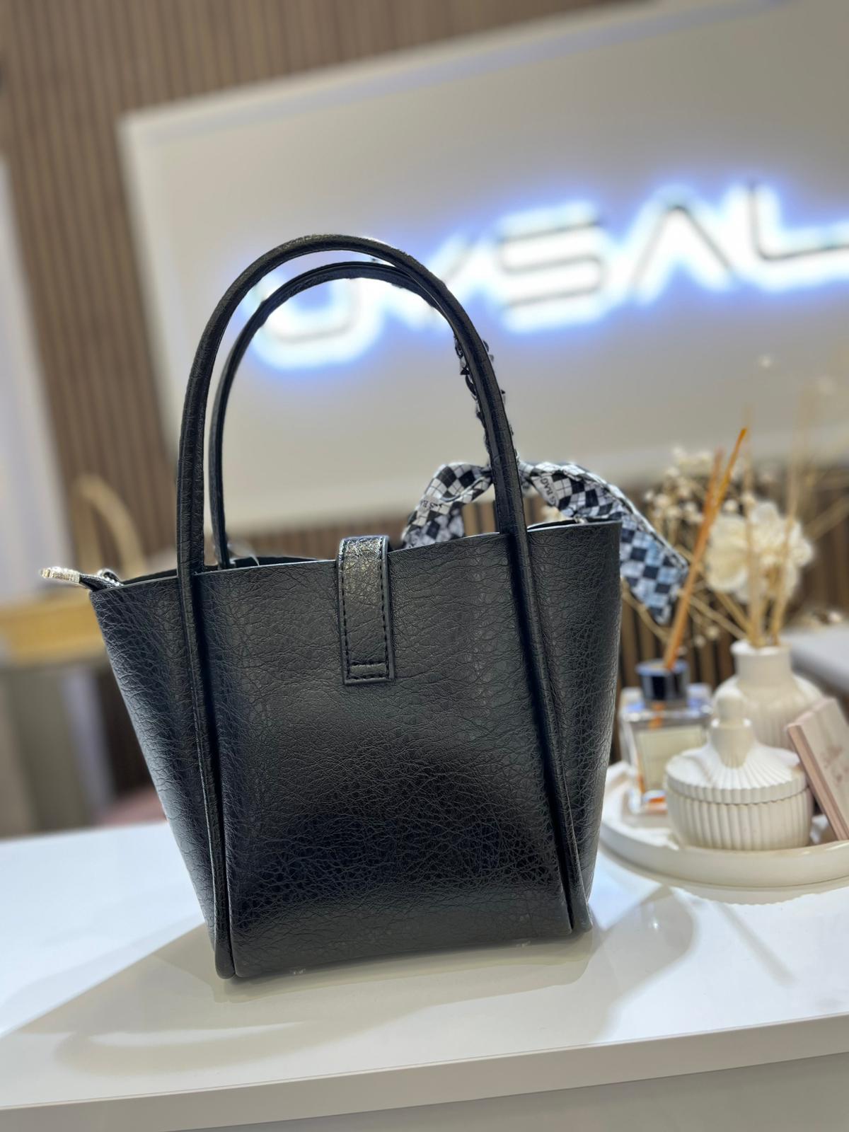 Nas Kadın Fularlı El ve Omuz Çantası Siyah Victoria 1424