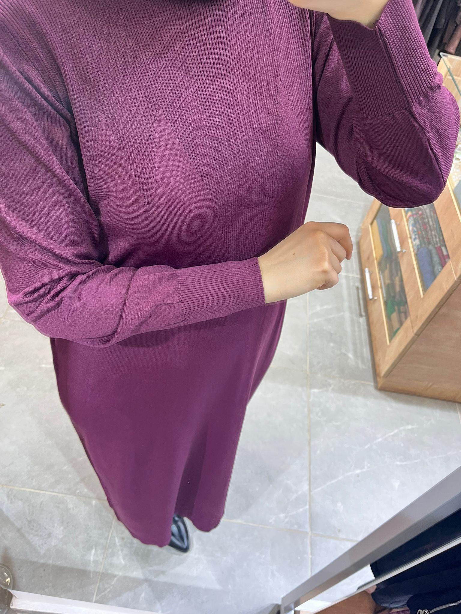 Nuss 1420 Triko Elbise Bordo