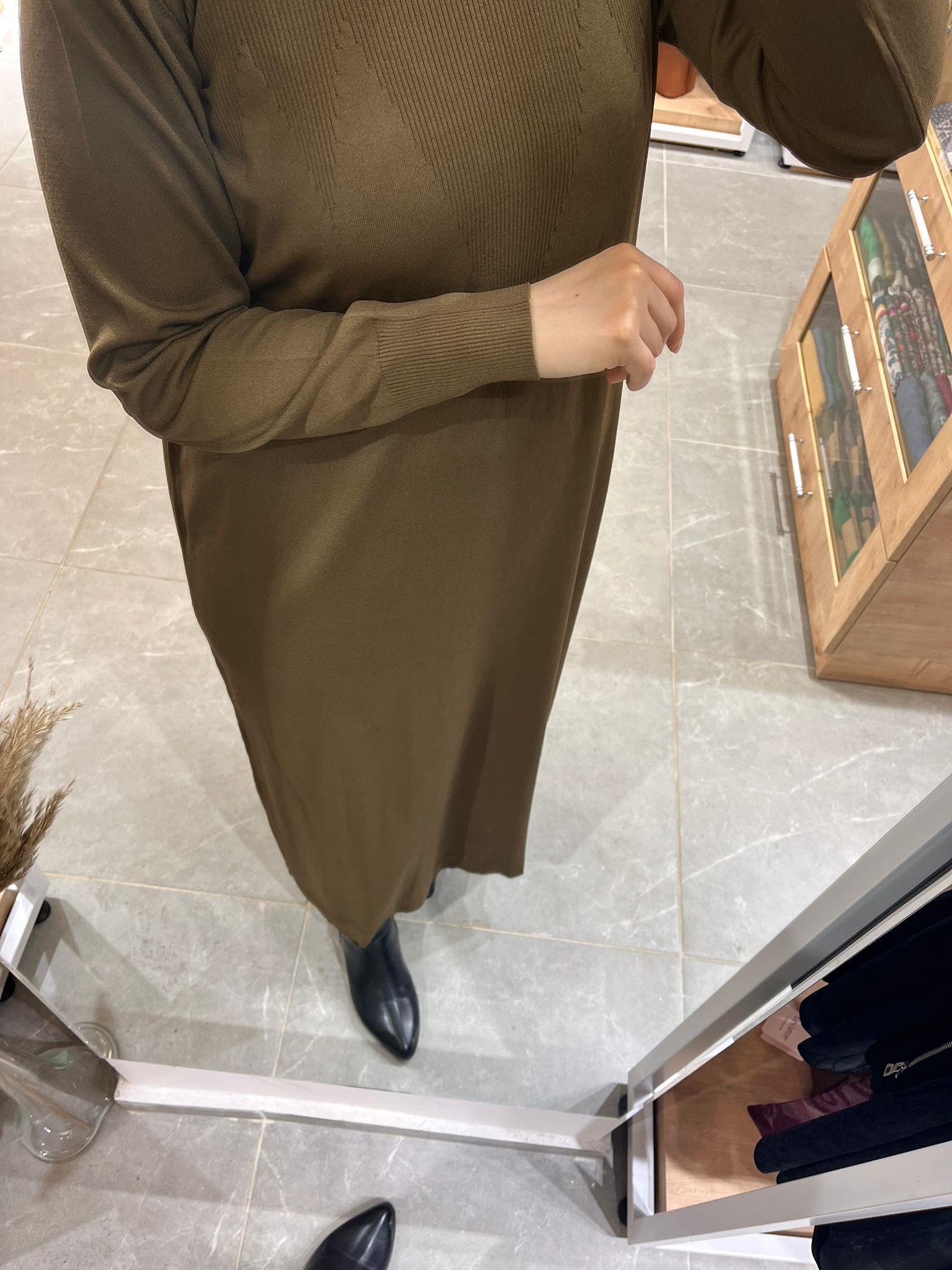 Nuss 1420 Triko Elbise Sütlü Kahve