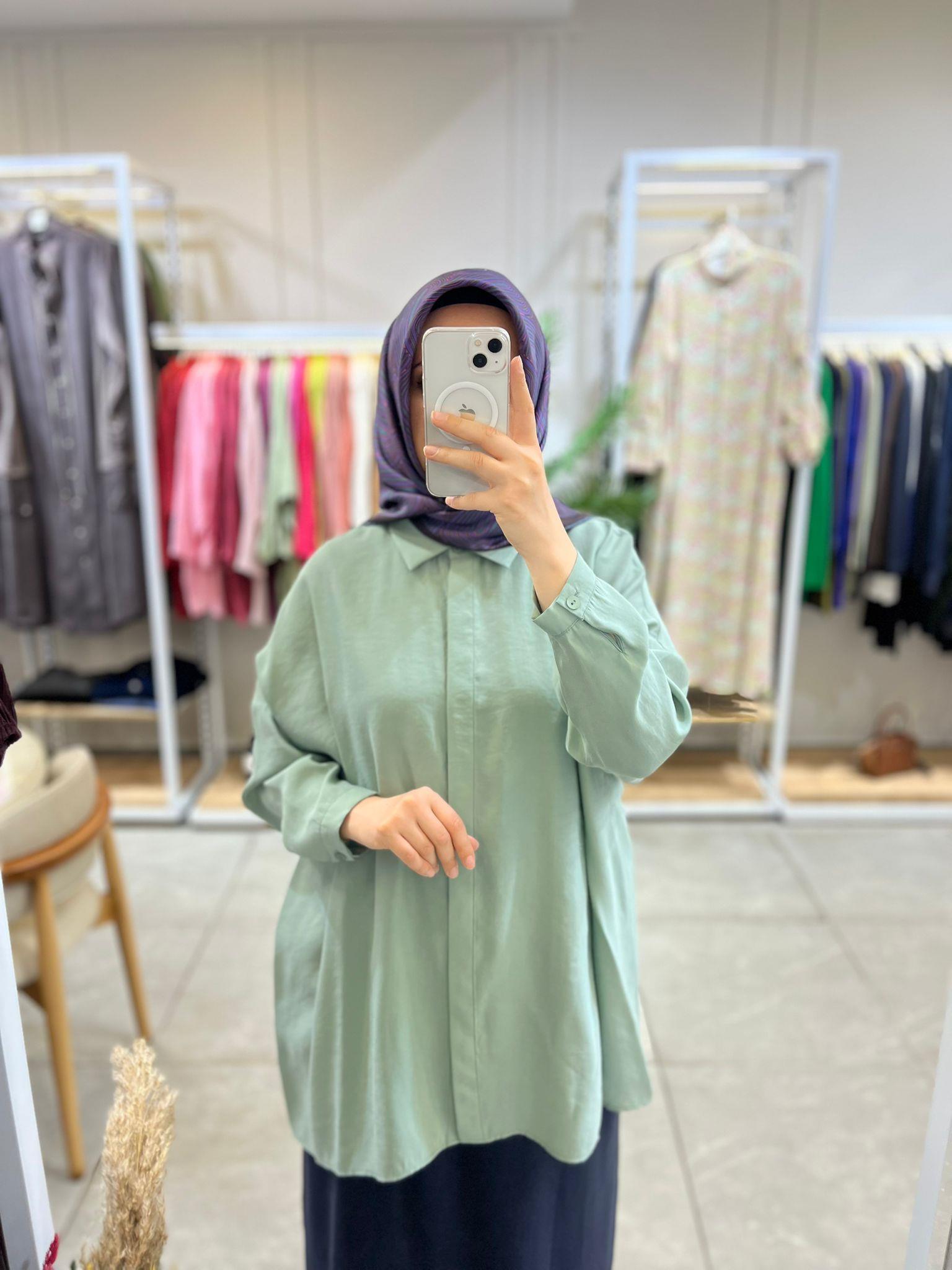 Nuss 3001 Oversize Düğmeli Gömlek Küf Tozu