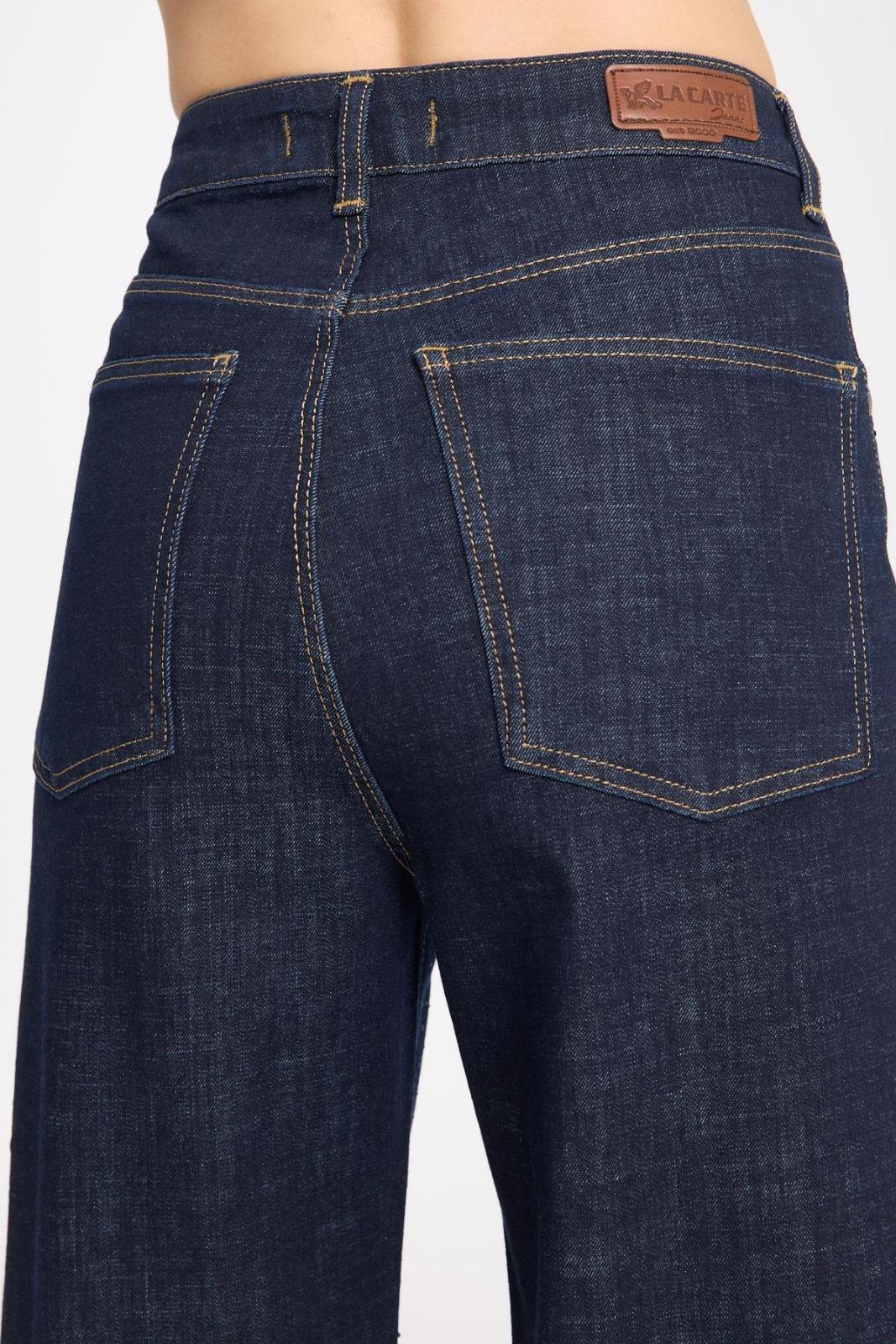 La Carte 8000 Kadın Bol Paça Dökme Taş Jean Mavi