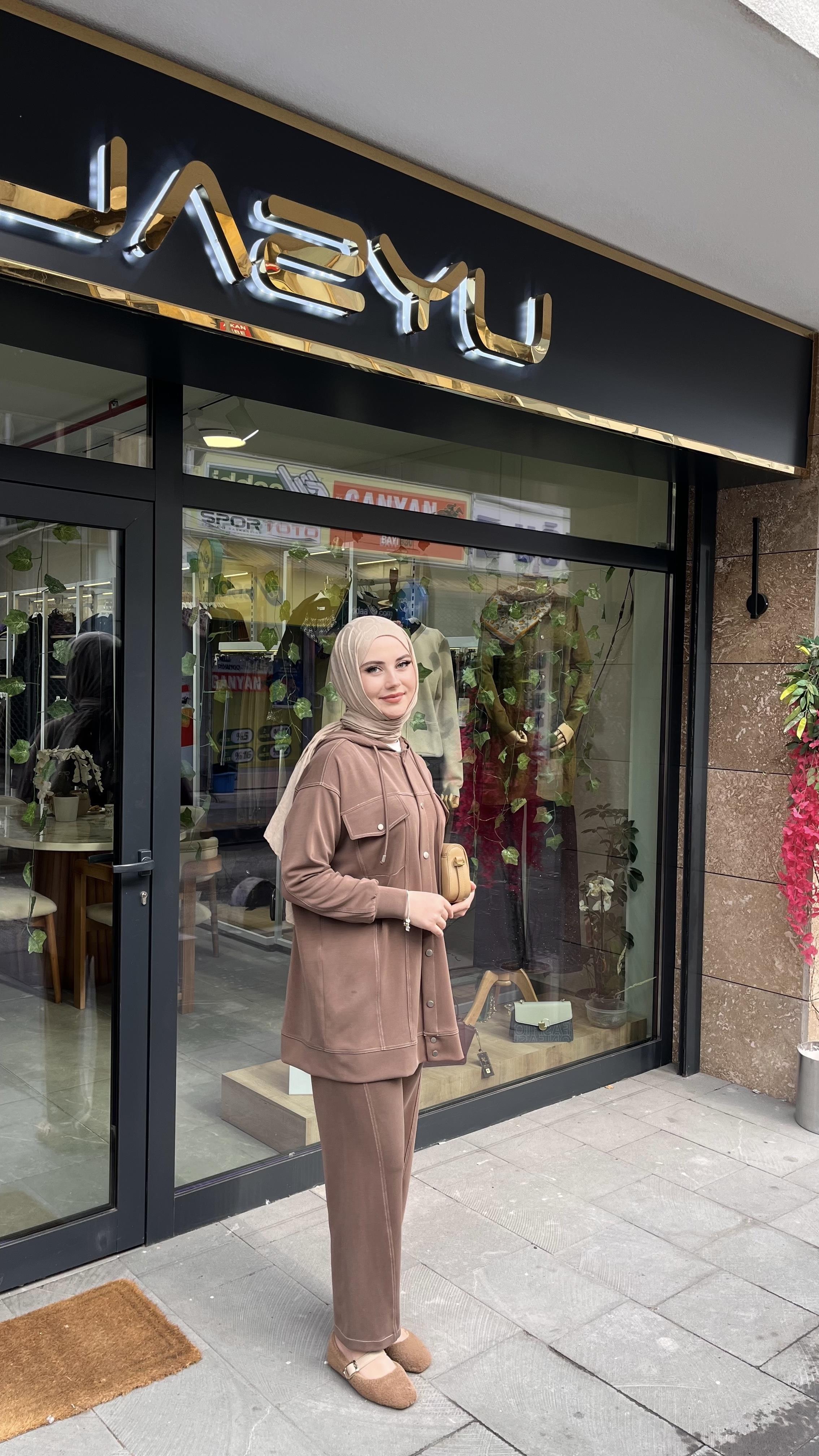 Tığ Triko 5036 Spor Dikişli Takım Kahve