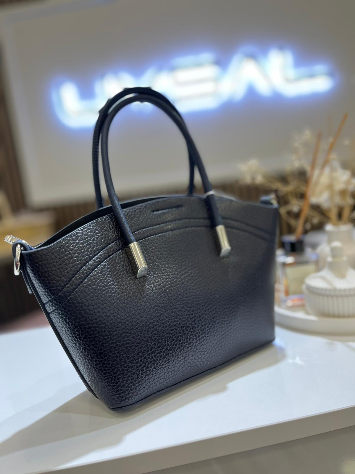 Nas Kadın Mini Sepet Çanta El ve Çapraz Çanta Lacivert Lopez 1375 ( 20x18cm)