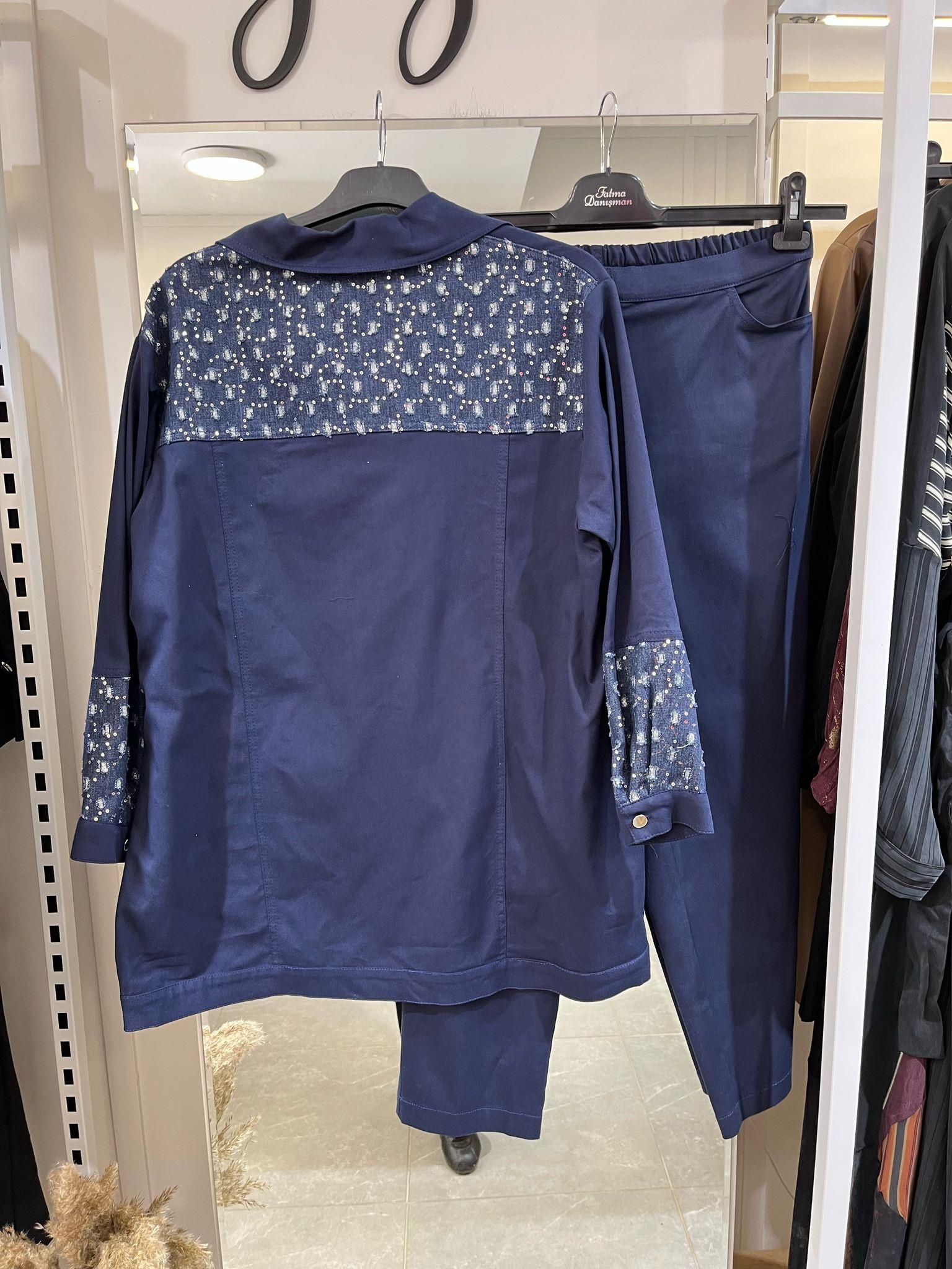 Fatma Danışman Garnili Ganvas Takım Lacivert 5308