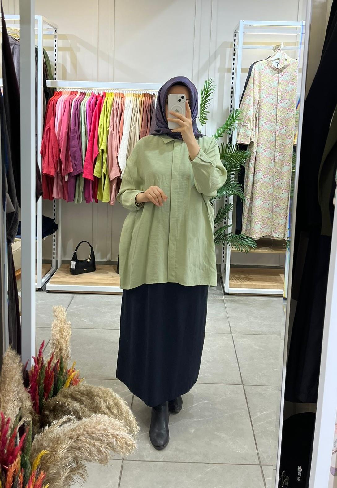 Nuss 3001 Oversize Düğmeli Gömlek Menta