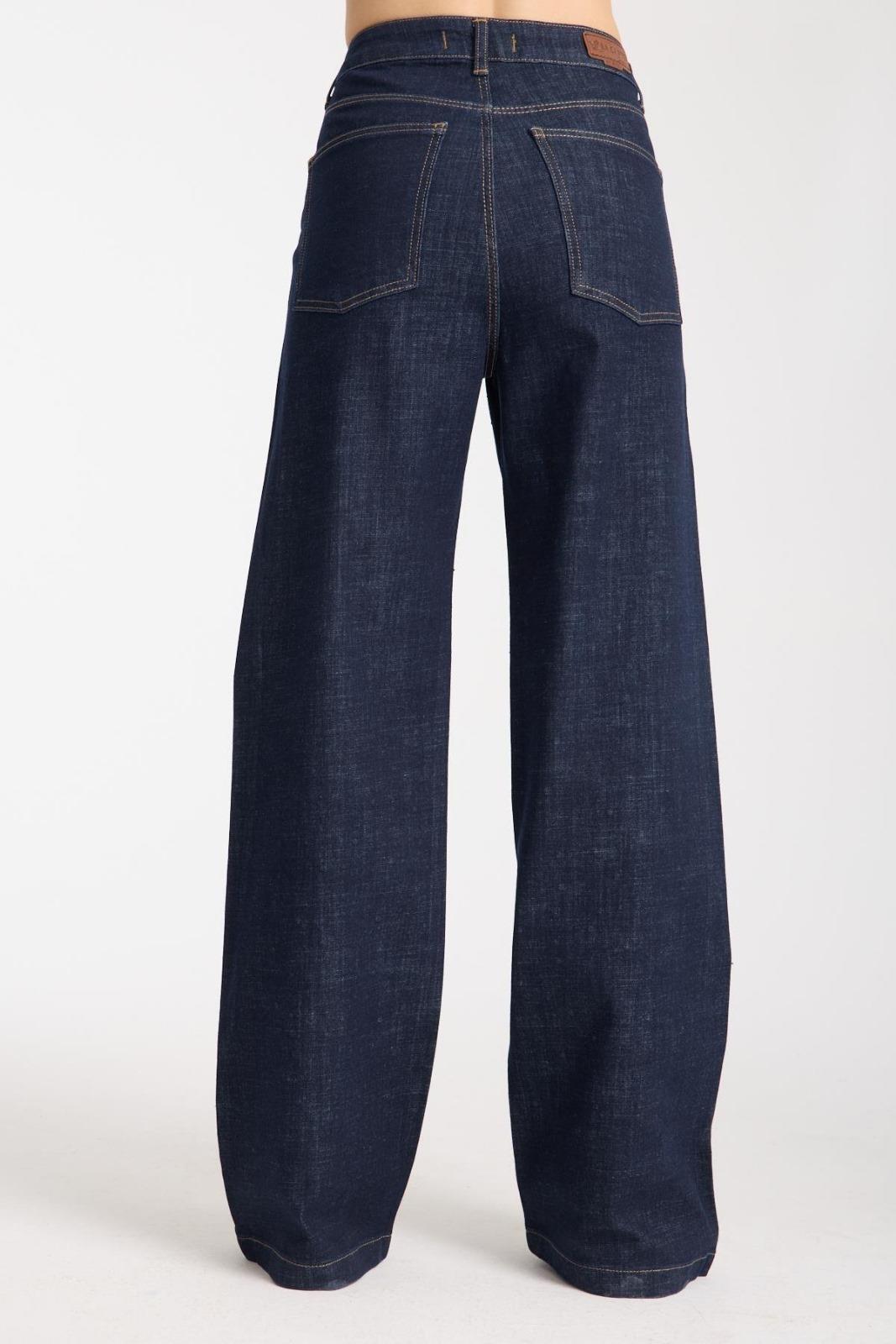 La Carte 8000 Kadın Bol Paça Dökme Taş Jean Mavi