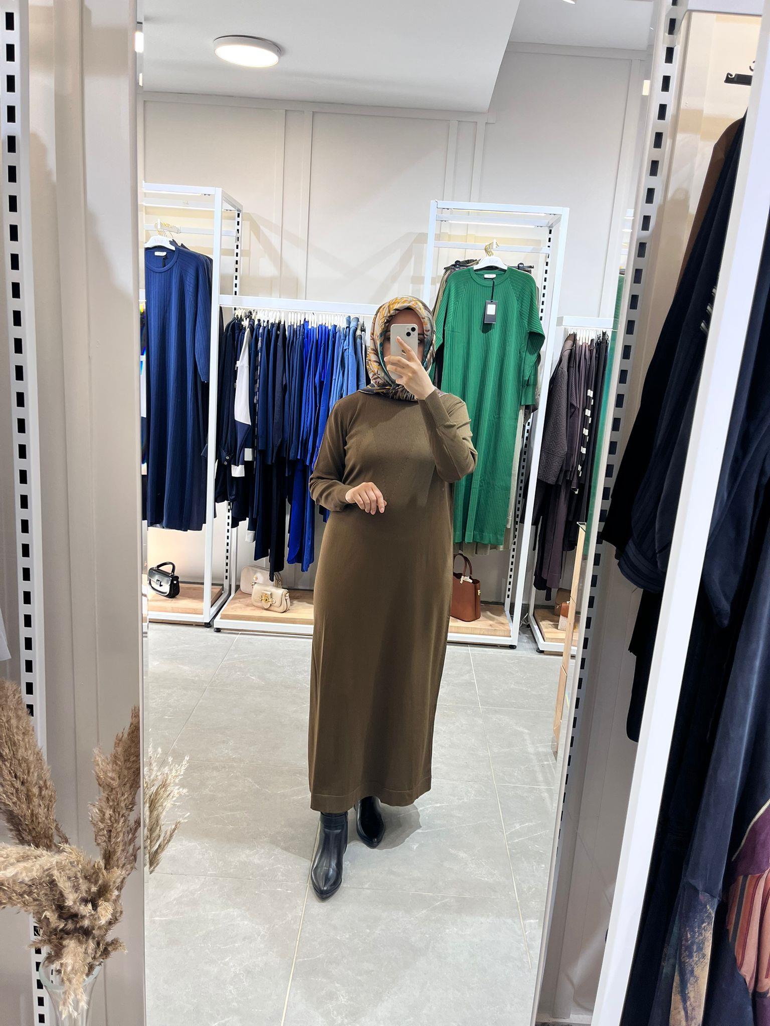 Nuss 1420 Triko Elbise Sütlü Kahve