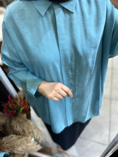 Nuss 3001 Oversize Düğmeli Gömlek Akdeniz