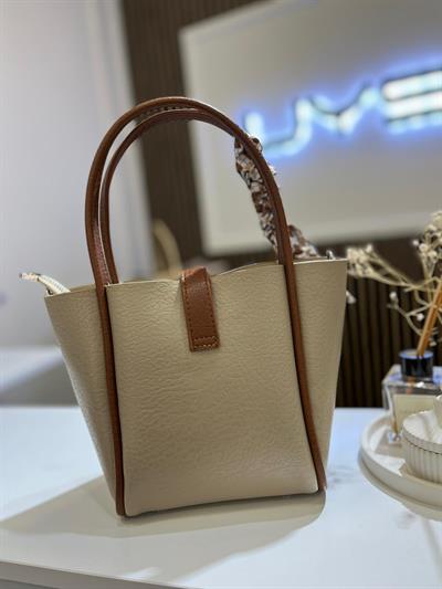 Nas Kadın Fularlı El ve Omuz Çantası Kum-Taba Victoria 1424