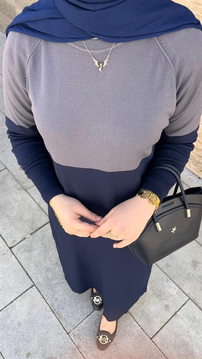 Nuss 508 Triko Elbise Lacivert