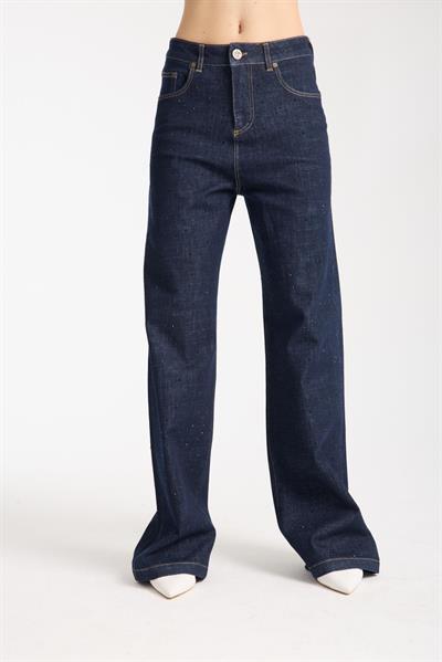 La Carte 8000 Kadın Bol Paça Dökme Taş Jean Mavi