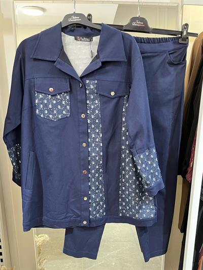 Fatma Danışman Garnili Ganvas Takım Lacivert 5308