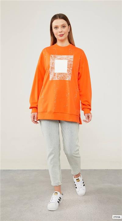Pırıltılı Sweat Oranj Levidor