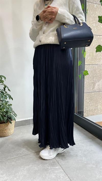 Yusuf Özdemir Desenli Etek Lacivert