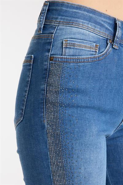 İspanyol Paça Yanı Taş Şeritli Kot Pantolon A.Mavi 4000