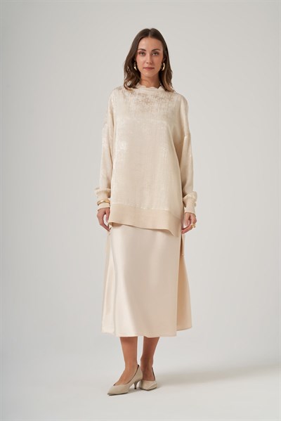 Nuss 3013 Jakar Detay Tunik Krem
