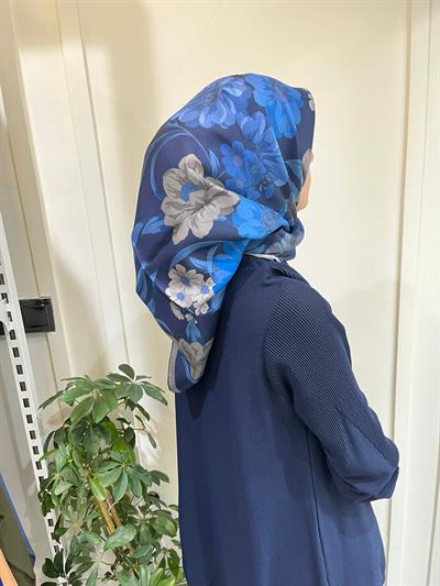 Belli Saf İpek Eşarp 4219D (T)-60 LACİVERT