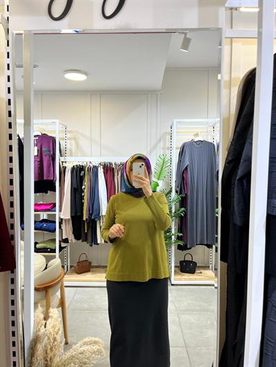 Nuss 902 Basic Merserize Tunik Zeytin Yeşili