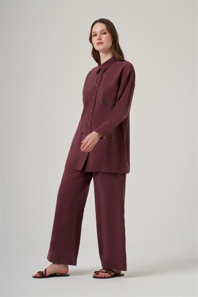 Nuss 26Y1052 Pantolonlu Takım Mürdüm
