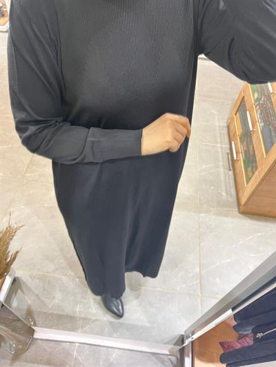 Nuss 1420 Triko Elbise Siyah