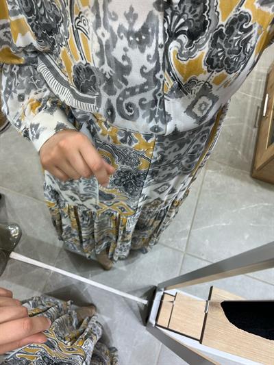 Merwish Flower Elbise Sarı 1299