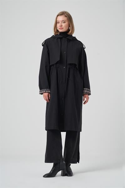 Nuss 6033 Trençkot Kap Siyah