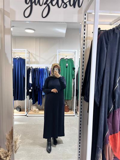 Nuss 1420 Triko Elbise Lacivert