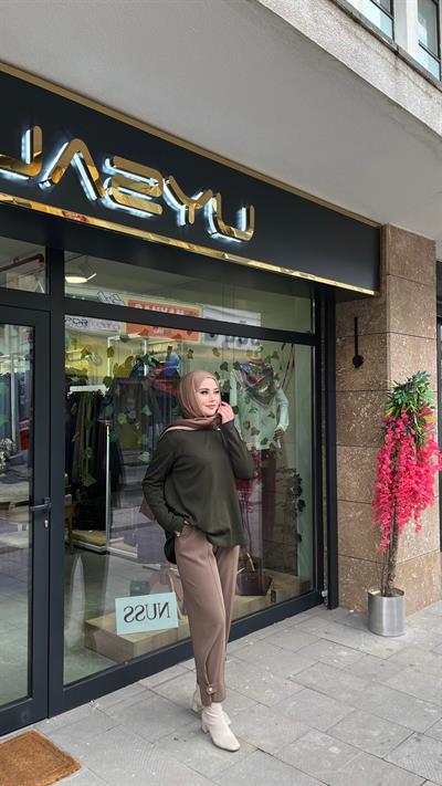 Yusuf Özdemir 1547 Beli Lastikli Paraşüt Detaylı Pantolon Sütlü Kahve