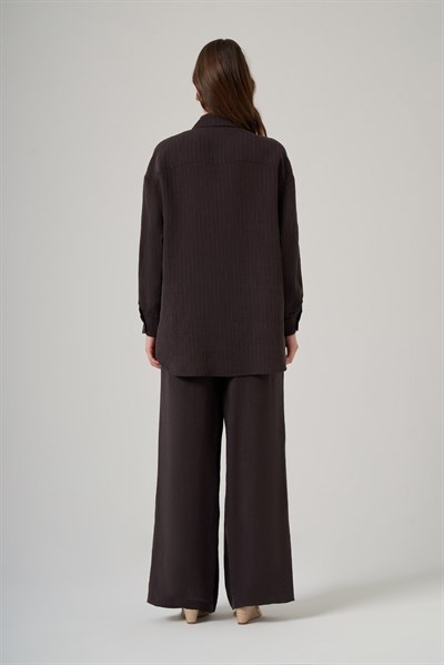 Nuss 1081 Kendinden Çİzgili Pantolonlu Takım Bitter