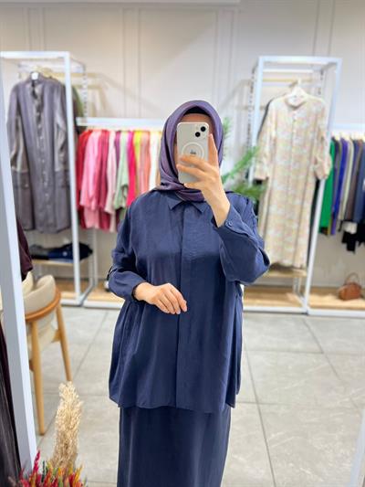 Nuss 3001 Oversize Düğmeli Gömlek Navy