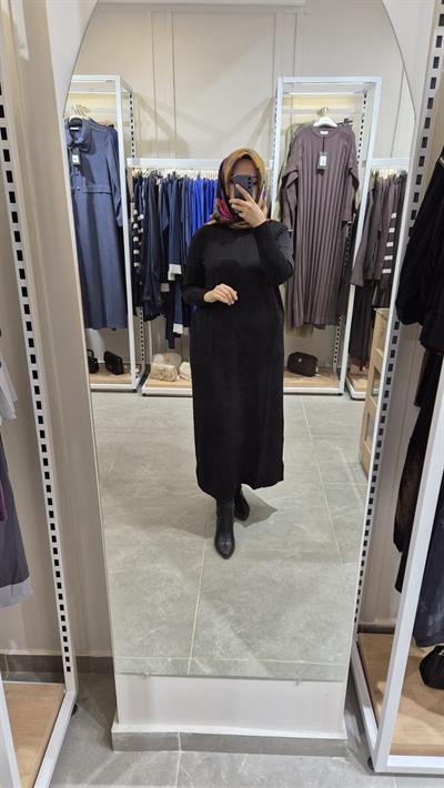 Nurcan Çetin Düz Triko Elbise 019 Siyah