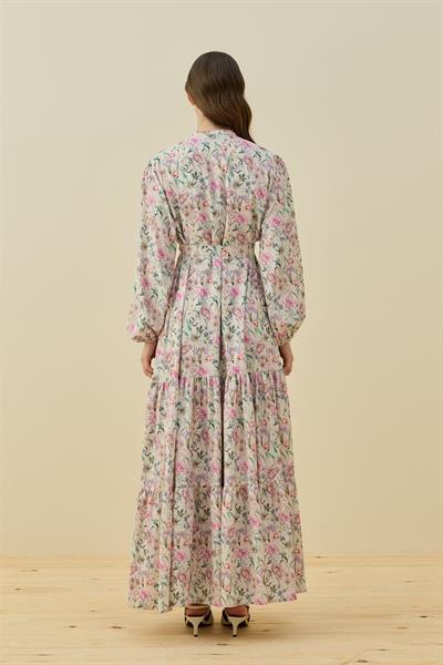 Merwish Çiçekli Yaz Elbise 1757 Fuşya