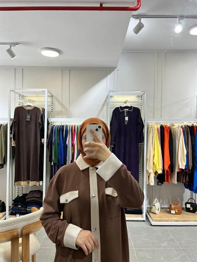 Levidor Düğme Detaylı Pantalon Takım 10078-1 Kahve