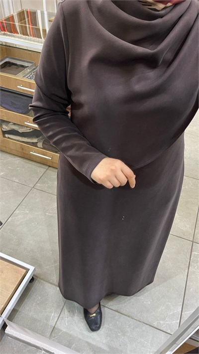 Nuss Drapeli Balıkçı Yaka Elbise Ns-27K2044 Kahve