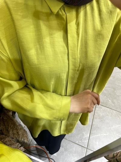 Nuss 3001 Oversize Düğmeli Gömlek Lime