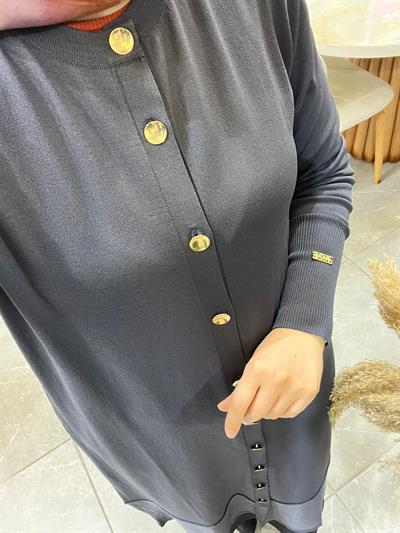 Missa Rayon Soğuk İp Balon Hırka Antrasit