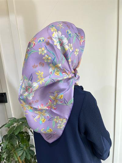 Belli Saf İpek Eşarp 4210D (T)-50 LİLA