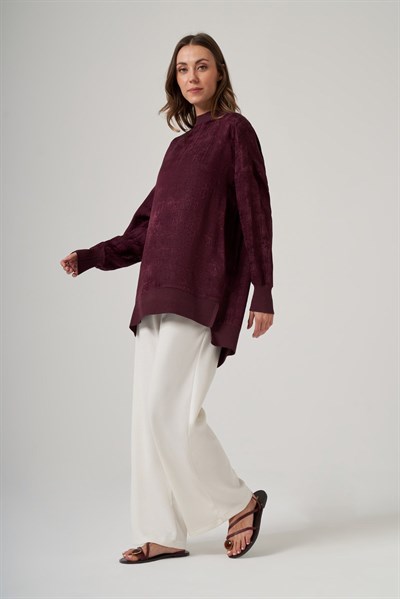 Nuss 3013 Jakar Detay Tunik Mürdüm