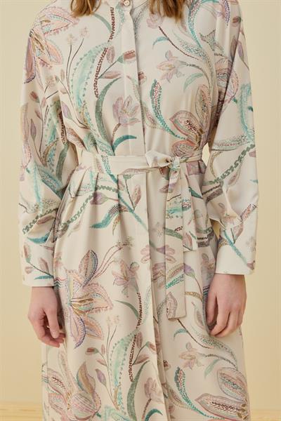 Merwish Çiçekli Yaz Elbise 1776 Pudra